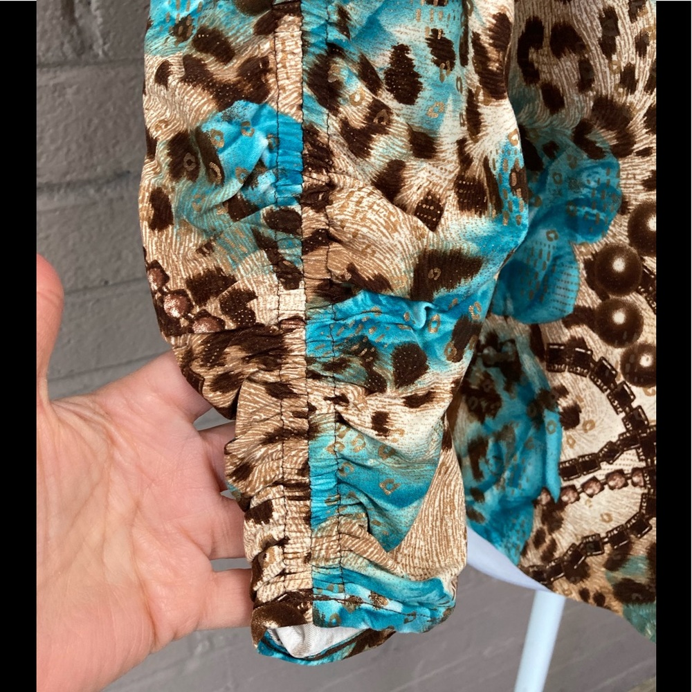 Peter Nygard  Vintage Leopard & Floral Print Blouse - Small - Picture 7 of 9